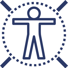 Dark blue person in crosshairs icon