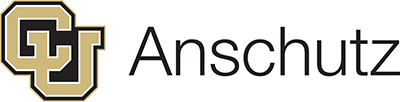 University of Colorado Anschutz Logo - Black sans-serif type with collegiate CU font to left